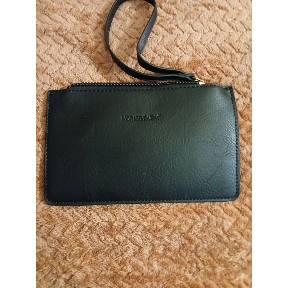 Montana West Black Wristlet Wallet Triple Zip Clutch Organizer New